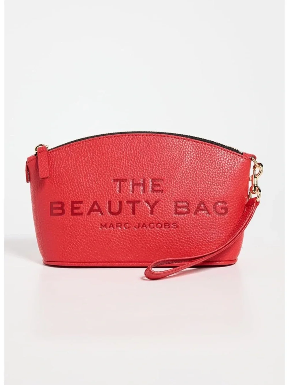 New Marc Jacobs Red Pebbled Leather Beauty Bag Pouch Wristlet